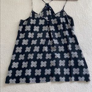 Madewell black and white silk patterned top